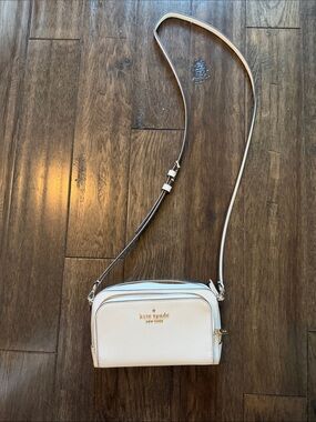 kate spade Cream Leather Crossbody with Gold Logo